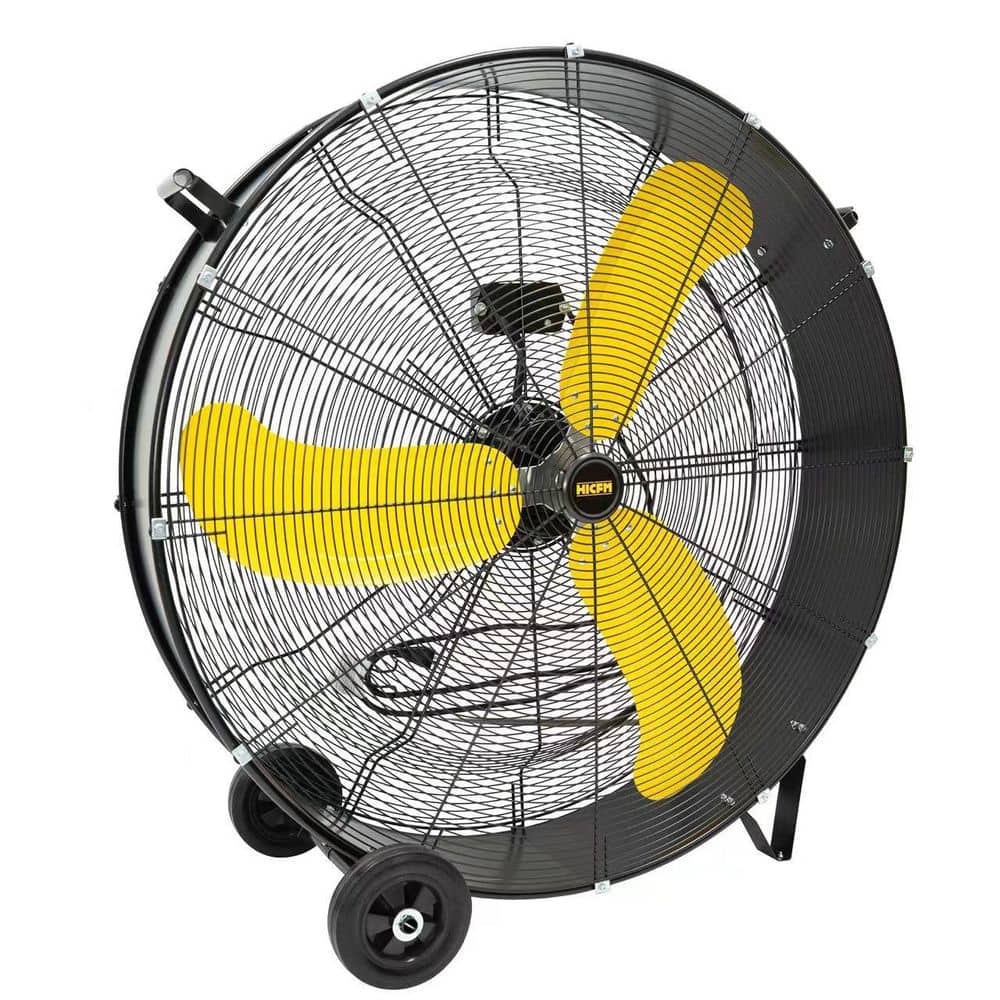 Atemomen 36 in. 2-Speeds Drum Fan in Black with 3/5 HP Powerful Motor for Workshop, Garage, Industrial Room