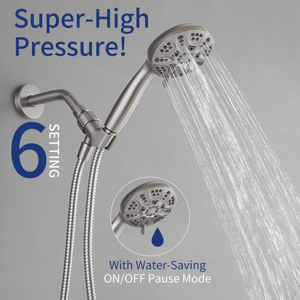 Brushed Nickel Wall Mount Handheld Shower Head with Adjustable Bracket
