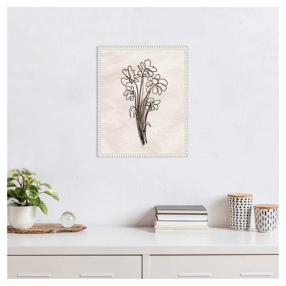 Dan Meneely Native Flowers White Beaded Canvas Wall Art