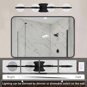 29.5 in. W 4-Light Bathroom Lighting Fixtures Over Mirror LED Light, 5000K Daylight Dimmable Wall Fixture (Black)