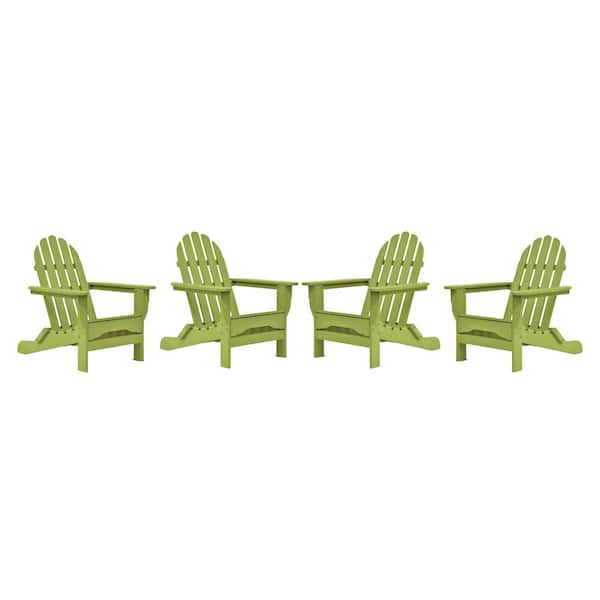 DUROGREEN Icon Lime Green Recycled Plastic Adirondack Chair (4-Pack)