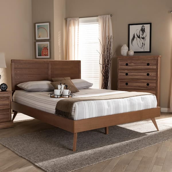 Baxton Studio Artemis Walnut King Platform Bed 156 94099427 HD