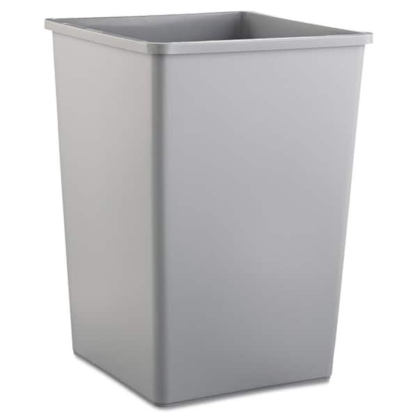 Rubbermaid Commercial Products Untouchable 35 Gal. Gray Square Trash Can