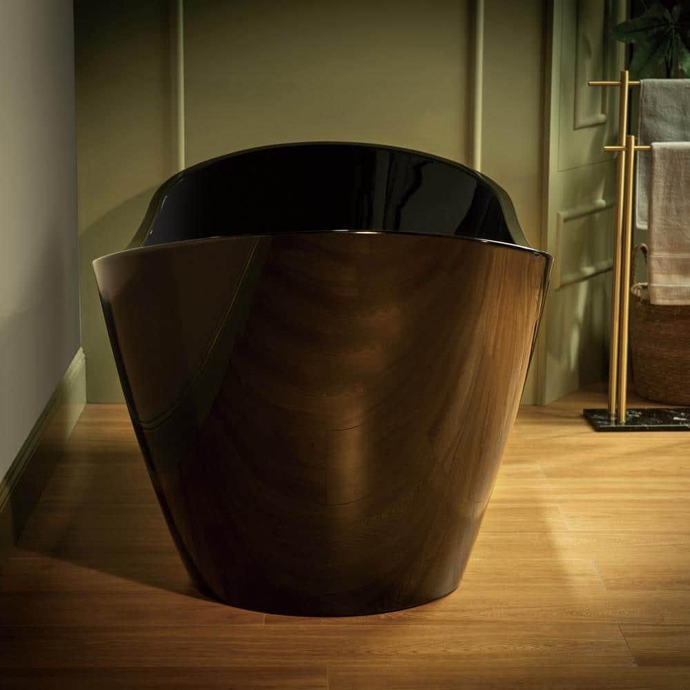 67'' Black Acrylic Freestanding Double Slipper Soaking Tub