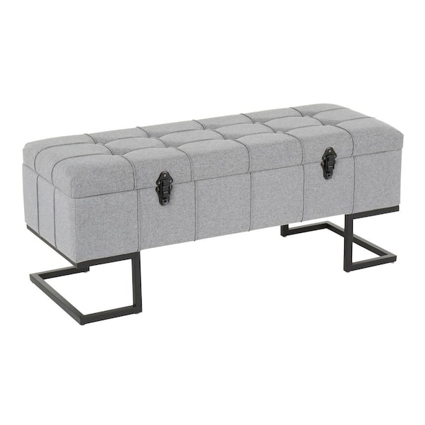 Lumisource Midas Grey Tufted Storage Bench