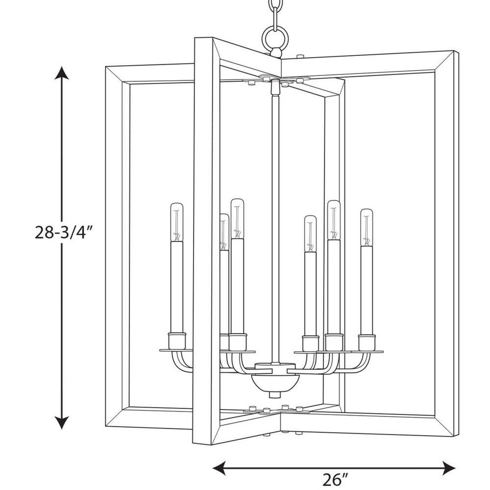 Turnbury Galvanized Steel and Wood 6-Light Chandelier