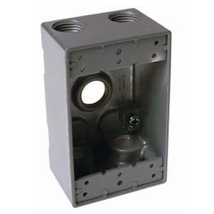 N3R Aluminum Gray 1-Gang Weatherproof Electrical Box, 5 Outlets at 3/4 in., with 2 Closure Plugs