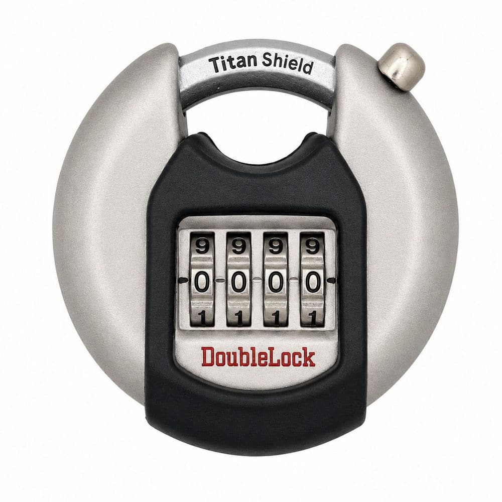 DoubleLock Crab Combo, 2-3/4 in 4-Dial Combination Discus Padlock