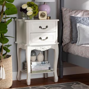 Gabrielle White Nightstand 31.1 in. H X 18.9 in. W X 13.78 in. D (2-Drawer)