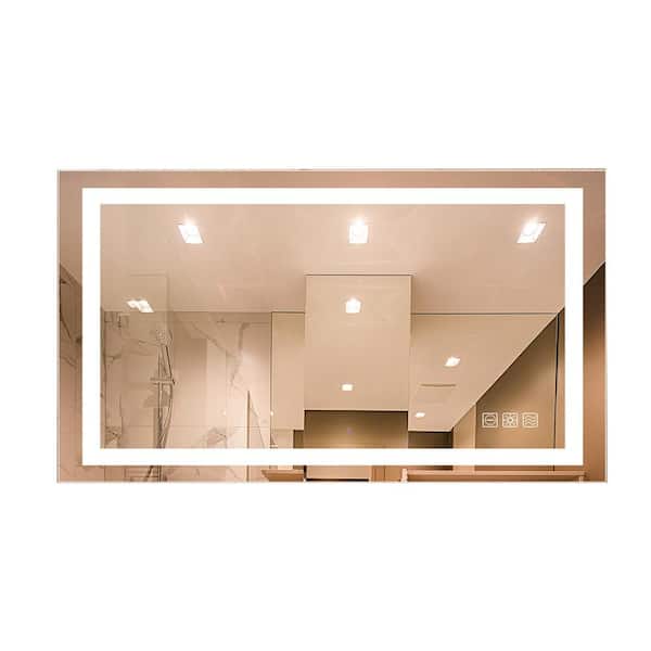Unbranded 40 in. W x 24 in. H Large Rectangular Frameless Anti-Fog Dimmable Wall Bathroom Vanity Mirror in Silver