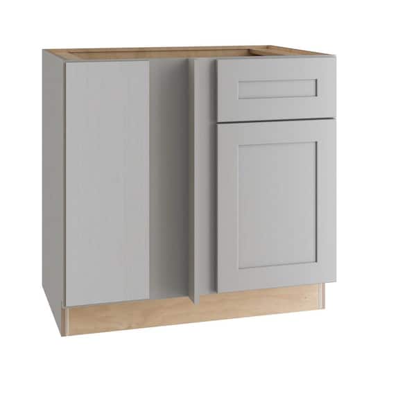 Home Decorators Collection Tremont Pearl Gray Painted Plywood Shaker Assembled Blind Corner Kitchen Cabinet Sft Cls L 36 in W x 24 in D x 34.5 in H