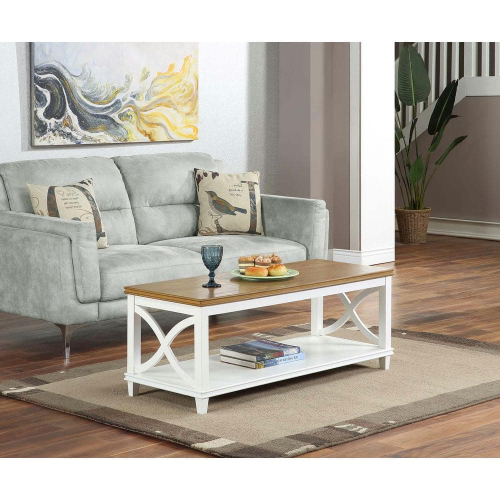 Florence Driftwood and White Rectangular Coffee Table with Shelf