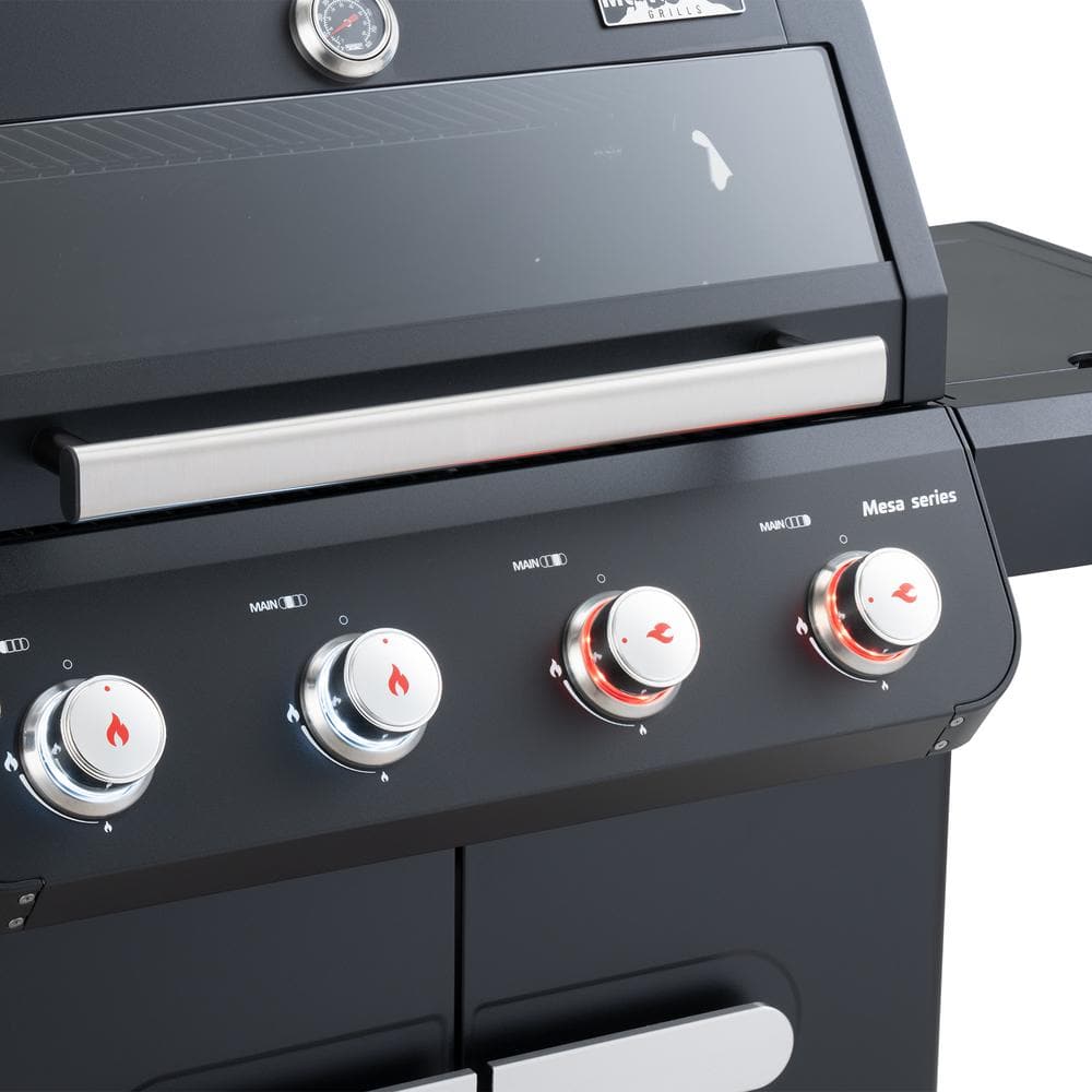 Mesa Black Stainless Steel 4-Burner Propane Gas Grill with Side Burner