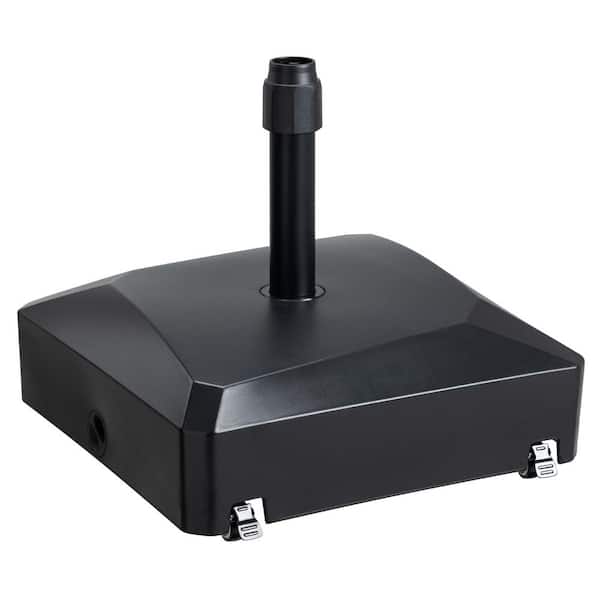 Aoodor 155 lbs. Fillable Capacity Plastic Mobile Patio Umbrella Base with Wheels in Black