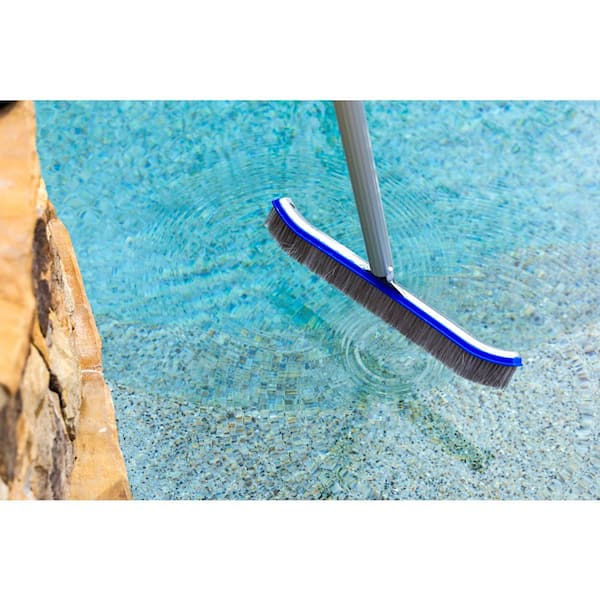 18 in. Swimming Pool and Spa Brush with Deluxe Nylon and Stainless Steel Combination Bristles and Aluminum Back