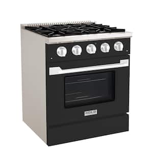 BOLD 30" 4.2 Cu.Ft. 4 Burner Freestanding Dual Fuel Range with Gas Stove and Electric Oven in Grey Family