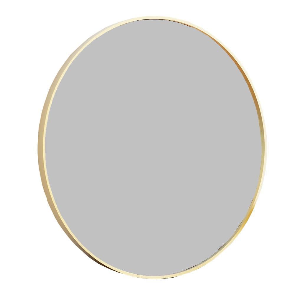 Gold 30 in. W x 30 in. H Glam Round Glass Framed Mirror Wall Mirror Wall De