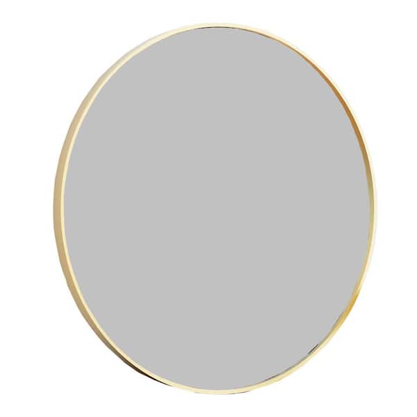 Unbranded Gold 30 in. W x 30 in. H Glam Round Glass Framed Mirror Wall Mirror Wall Decor Mirror
