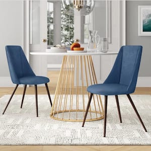 Smeg Blue Fabric Upholstered Side Dining Chairs (Set of 2)