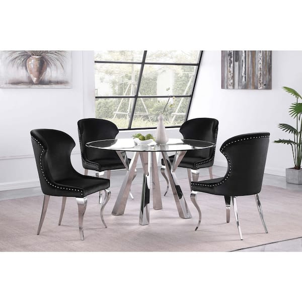 Cheyanne Black Upholstered Back Side Chair with Nailhead Trim (Set of 2)