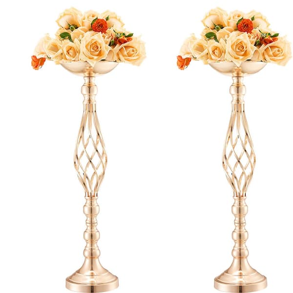 VEVOR 20-pieces 58 cm 22.83 in. Tall Wedding Flower Vase Metal Wedding Centerpiece Gold Floral Arrangement Rack Steel Round