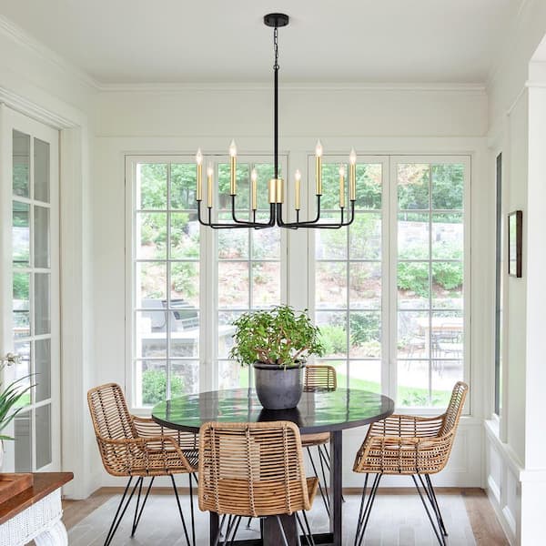 LWYTJO Roxanne 8 Light Black/Gold Dimmable Classic Traditional
