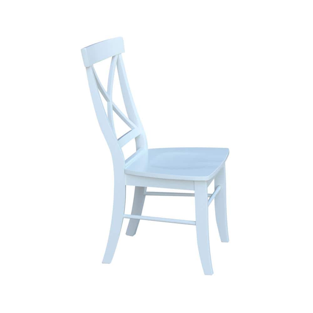 White High Cross Back Solid Wood Side Chair