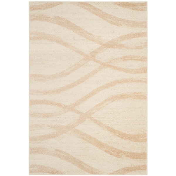 Adirondack Cream/Champagne 6 ft. x 8 ft. Waves Area Rug