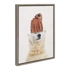 "Cute Whimsical Polar Bear Baseball" by Amy Peterson, 1-Piece Framed Canvas Animals Art Print, 18 in. x 24 in.