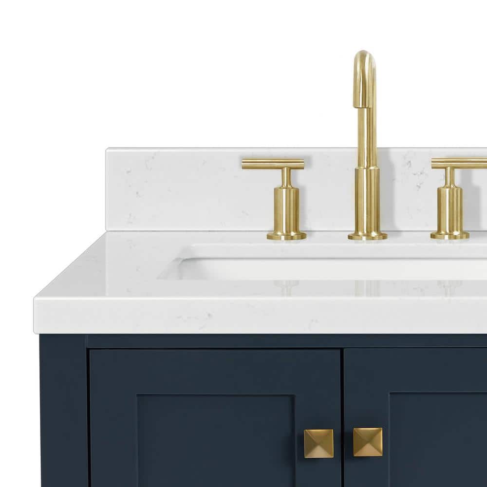 Midnight Blue 36" Freestanding Vanity with Quartz Top