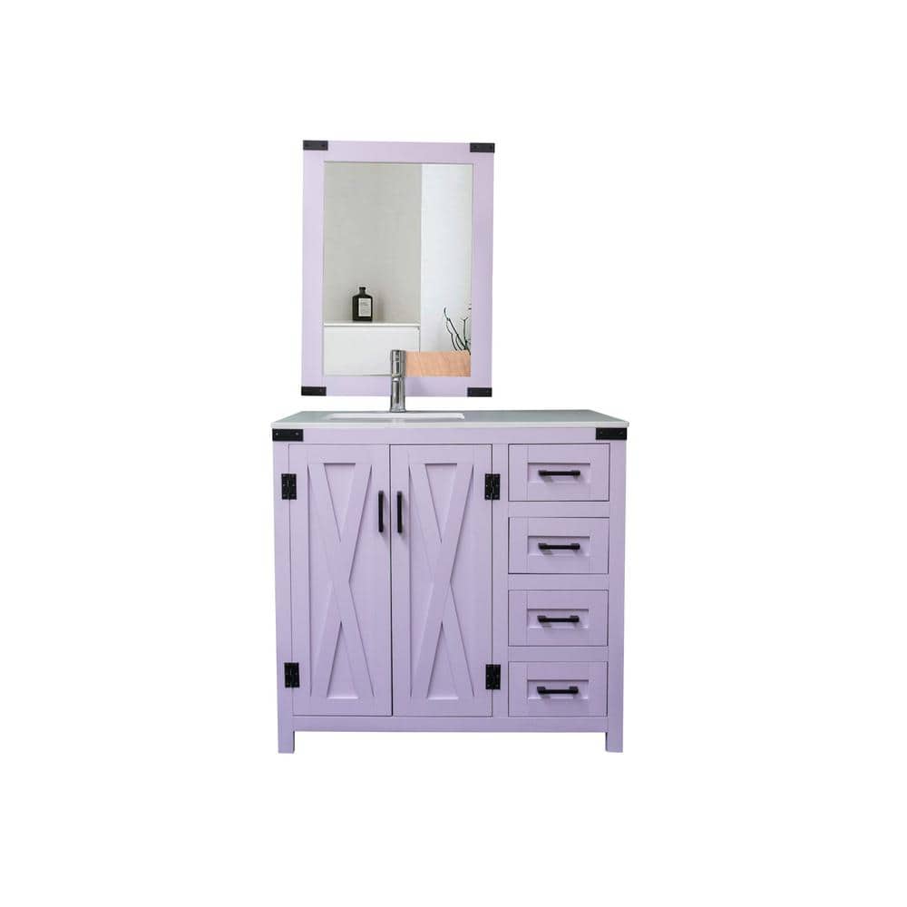 Salerno 36" White Lilac MDF Vanity with Cultured Marble Top