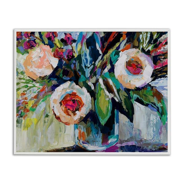 Stupell Industries Modern Fiesta Flowers by Jeanette Vertentes White Framed Nature Giclee Art Print 16 in. x 20 in.