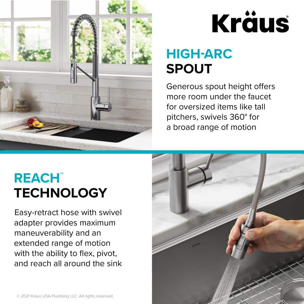 Chrome Commercial Style Pull-Down Kitchen Faucet with Spray