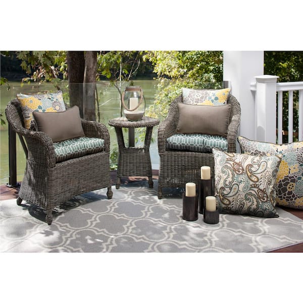 Pillow Perfect Paisley Blue Brown Tamara Quartz Rectangular Outdoor Lumbar Pillow 2 Pack 537047 The Home Depot