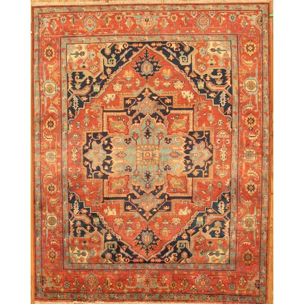 Pasargad Home Serapi Rust/Rust 10 ft. x 14 ft. Oriental Wool Area Rug