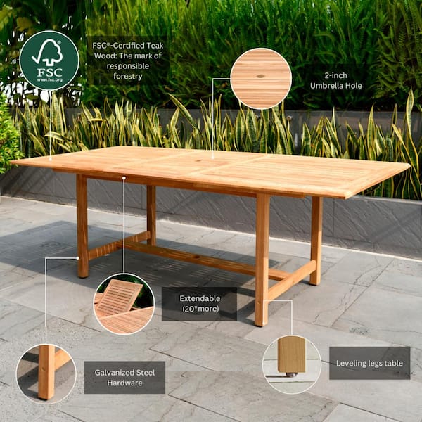 Amazonia Hamburg 9-Piece Teak Patio Dining Set SC HAMBURG - The