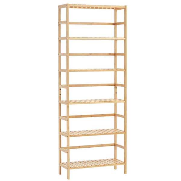 SKYSHALO 6-Tier Bamboo Shelf, Open Wood Bookshelf, Display Storage Rack Organizer, Freestanding Flower Plant Stand, Bamboo