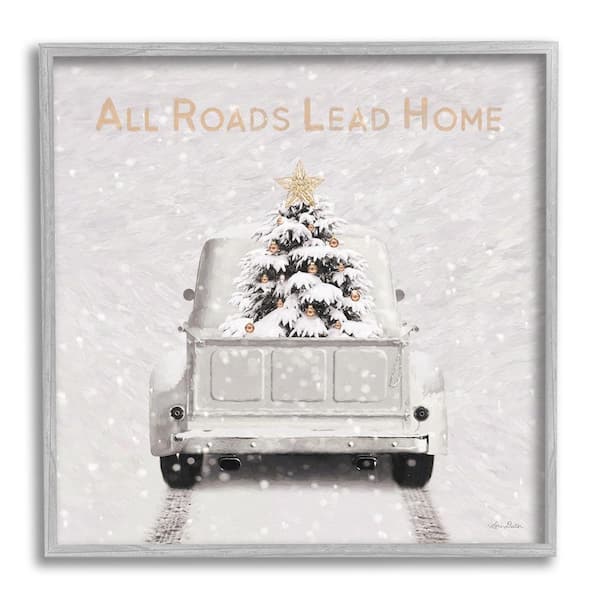 Stupell Industries All Roads Lead Home by Lori Deiter 1-Piece Framed Graphic Print Travel Poster Art Print 24 in. x 24 in.