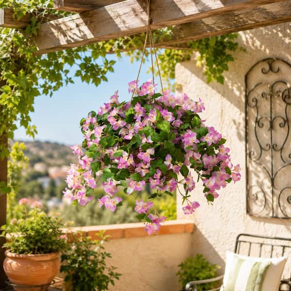 StyleWell 18 in. UV Resistant Artificial Bougainvillea in Hanging