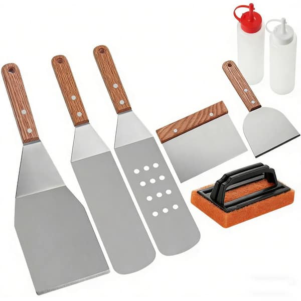 Stainless Steel Griddle Accessories Kit for Flat Top Outdoor Cooking, Hibachi, Birthday and Wedding Gift Giving (8-Pack)