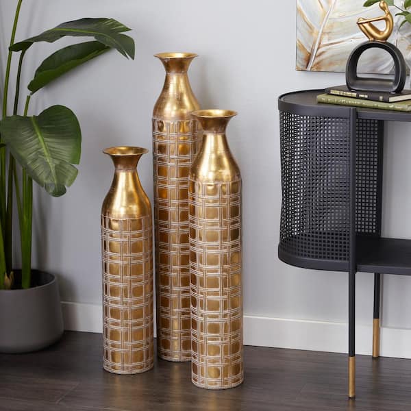 Large Metal Vase - Gold-colored - Home All