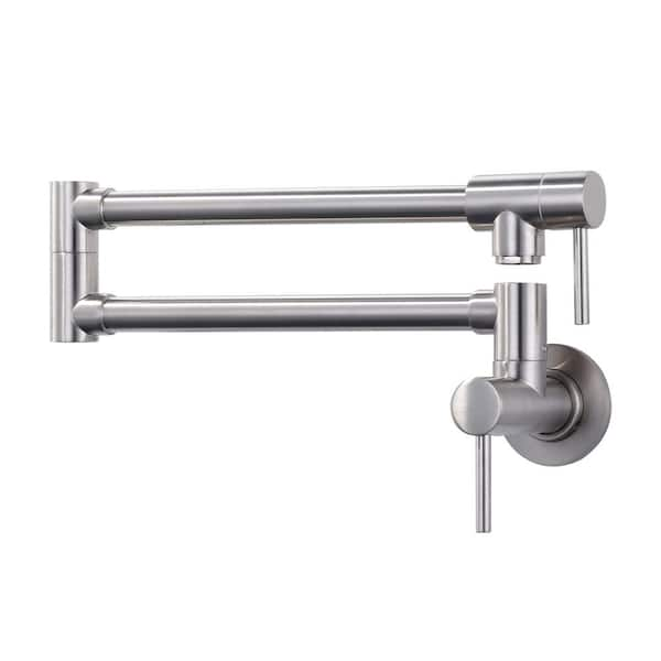 IVIGA Wall Mounted Brass Pot Filler With 2 Handles In Brushed Nickel   Brushed Nickel Iviga Pot Fillers Vsk46 64 600 