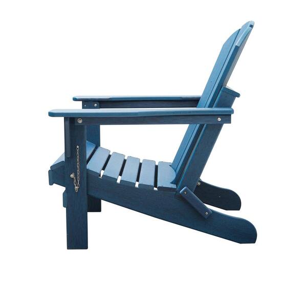 Uixe Classic Navy Blue Folding Plastic Adirondack Chair (2-Pack