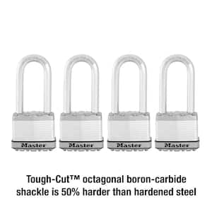 Heavy Duty Outdoor Padlock with Key, 2 in. Wide, 2-1/2 in. Shackle, 4 Pack