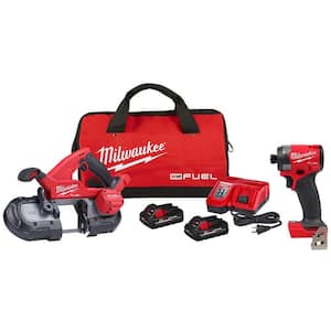 M18 FUEL 18-Volt Lithium-Ion Brushless Cordless Compact Bandsaw Kit with FUEL 1/4 in. Hex Impact Driver