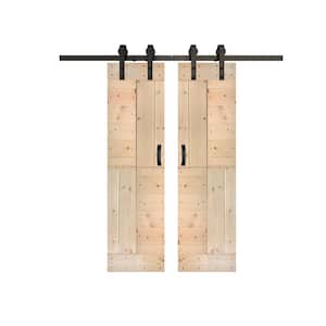 S Series 48 in. x 84 in. Unfinished DIY Solid Wood Double Sliding Barn Door with Hardware Kit