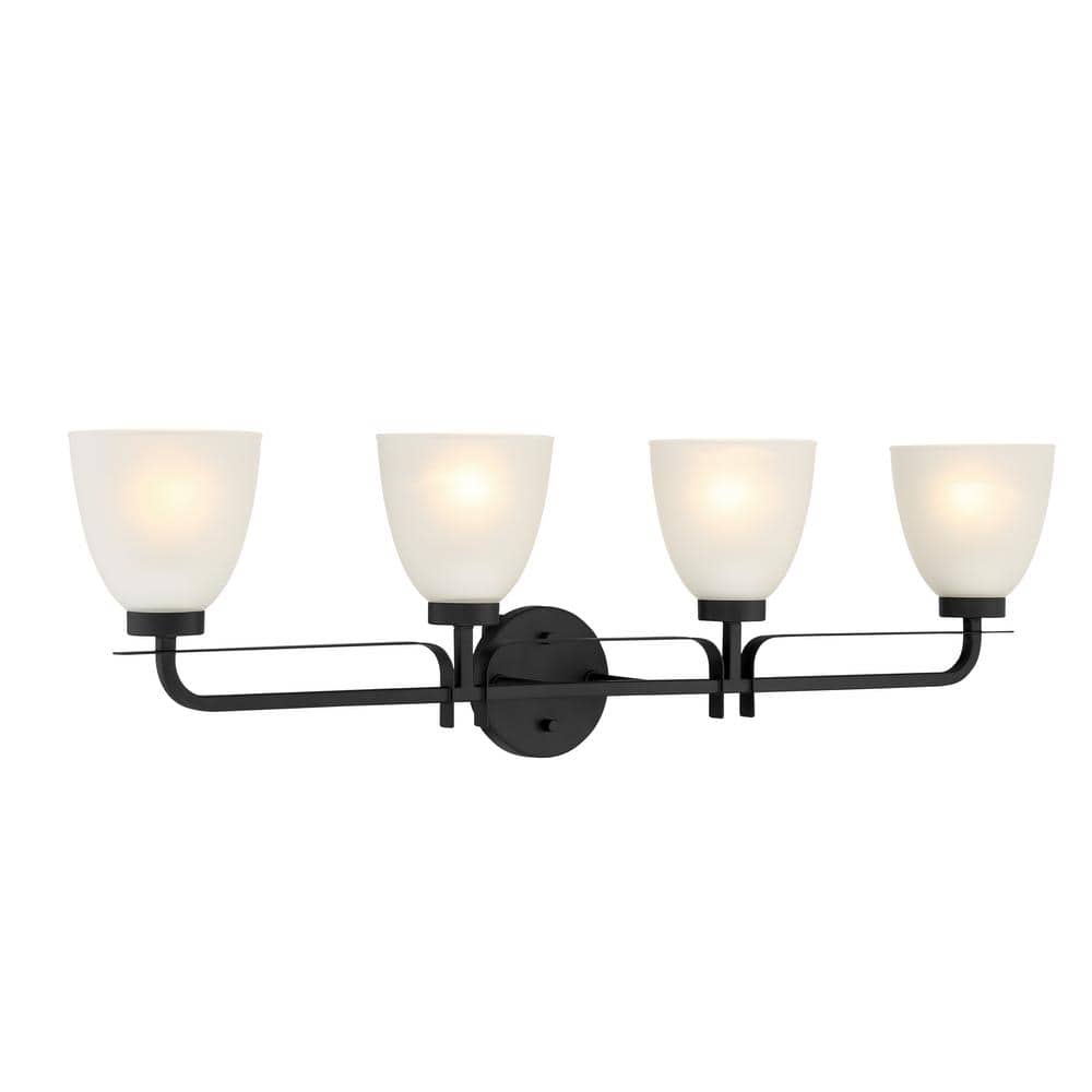 Kaitlen 35 in. 4-Light Black Vanity Light with Etched Glass Shade price history on PriceWatchPro