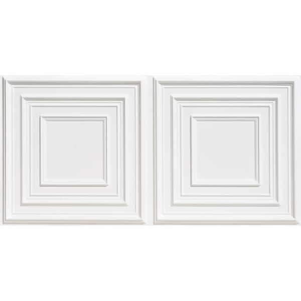 FROM PLAIN TO BEAUTIFUL IN HOURS Schoolhouse White Matte 2 ft. x 4 ft. PVC Lay-in Faux Tin Ceiling Tiles (400 sq. ft./case)