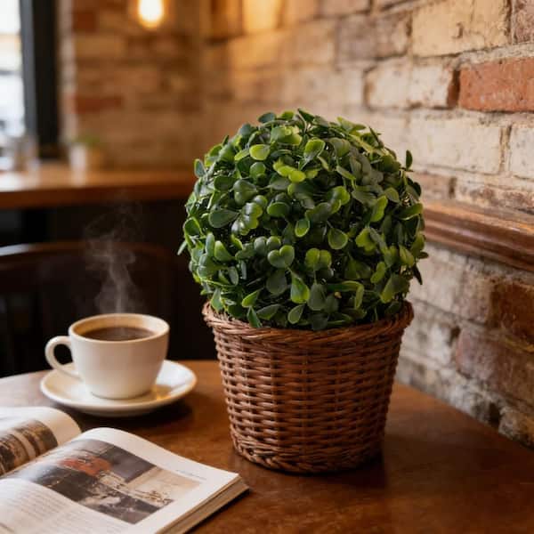 0. 4ft. Artificial Boxwood Ball Topiary Faux Boxwood Ball for Home, Office, Wedding Indoor Christmas Decorative Ball 1PC