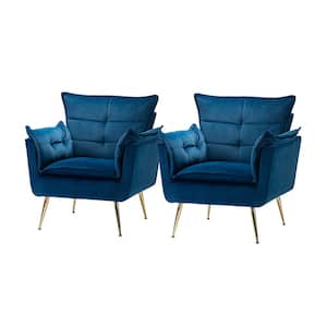 Mδ nico Contemporary and Classic Navy Armchair with Metal (Set of 2)